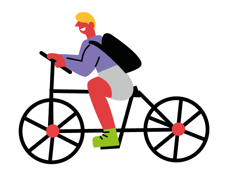 Image d'un personnage faisant du vélo.