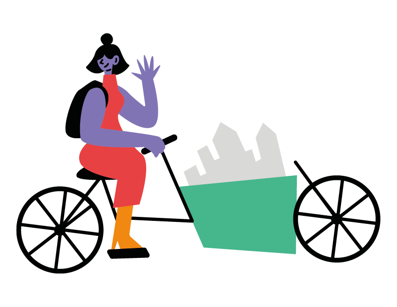 Un vélo cargo chargé.